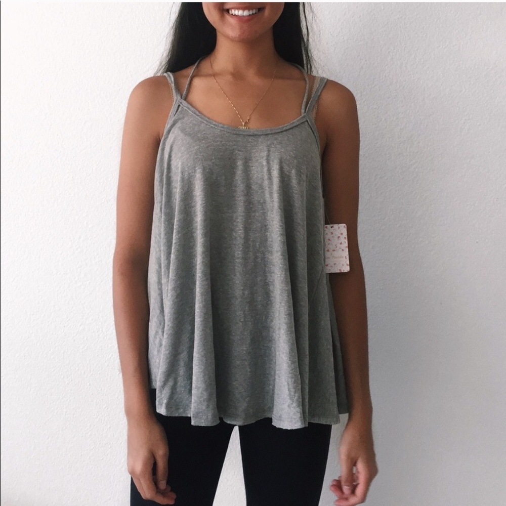 FREE PEOPLE we the free grey strappy tank top
